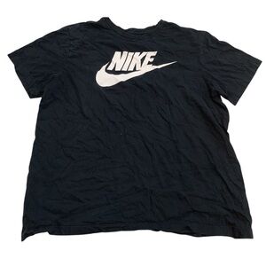 The Nike Tee | Black T-Shirt with White Logo Swoosh | 100% Cotton Size Large